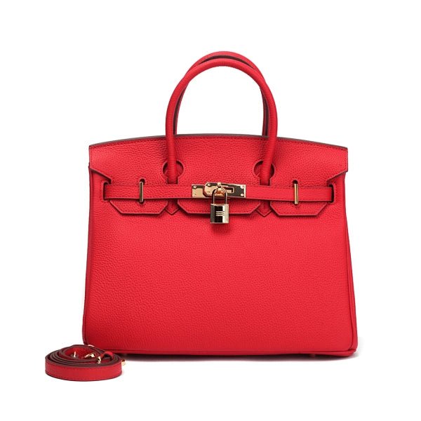 Isla Red Textured Leather Handbag – Classic & Timeless - in Red | Arvea Bags