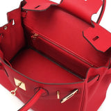 Isla Red Textured Leather Handbag – Classic & Timeless - in Red | Arvea Bags