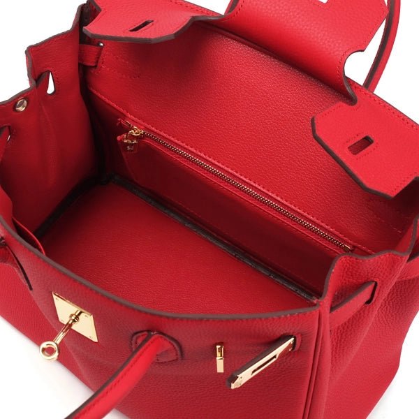 Isla Red Textured Leather Handbag – Classic & Timeless - in Red | Arvea Bags