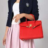 Isla Red Textured Leather Handbag – Classic & Timeless - in Red | Arvea Bags
