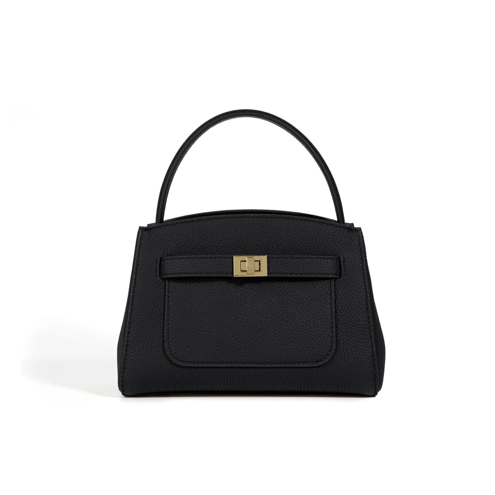 Isla | Soft Pebbled Leather Handbag - in Black | Arvea Bags