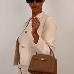 Isla | Soft Pebbled Leather Handbag - in Cream | Arvea Bags