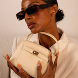 Isla | Soft Pebbled Leather Handbag - in Cream | Arvea Bags