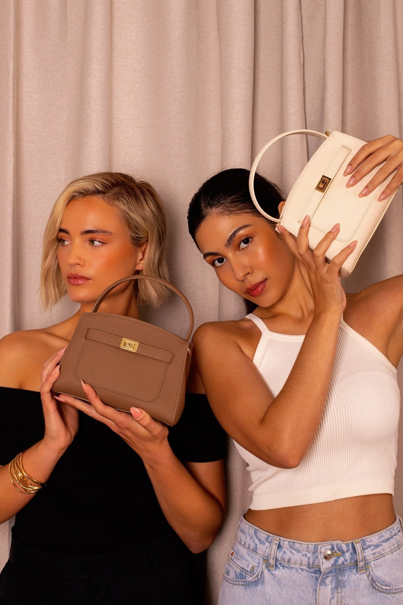 Isla | Soft Pebbled Leather Handbag - in Cream | Arvea Bags
