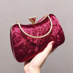 Isla | Velvet & Crystal Handle Evening Clutch – Regal Charm - in Burgundy | Arvea Bags