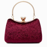 Isla | Velvet & Crystal Handle Evening Clutch – Regal Charm - in Burgundy | Arvea Bags