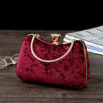 Isla | Velvet & Crystal Handle Evening Clutch – Regal Charm - in Burgundy | Arvea Bags