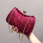 Isla | Velvet & Crystal Handle Evening Clutch – Regal Charm - in Burgundy | Arvea Bags