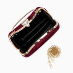 Isla | Velvet & Crystal Handle Evening Clutch – Regal Charm - in Burgundy | Arvea Bags