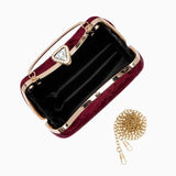 Isla | Velvet & Crystal Handle Evening Clutch – Regal Charm - in Burgundy | Arvea Bags