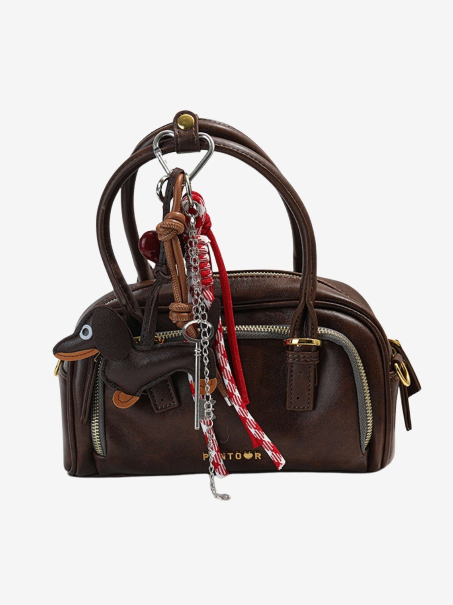 Isolara | Dachshund Leather Keychain – Cute & Stylish Charm - in Black | Arvea Bags