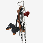 Isolara | Dachshund Leather Keychain – Cute & Stylish Charm - in Black | Arvea Bags