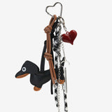 Isolara | Dachshund Leather Keychain – Cute & Stylish Charm - in Black | Arvea Bags