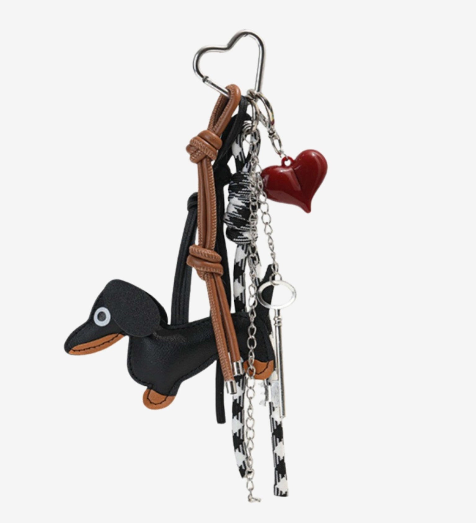 Isolara | Dachshund Leather Keychain – Cute & Stylish Charm - in Black | Arvea Bags