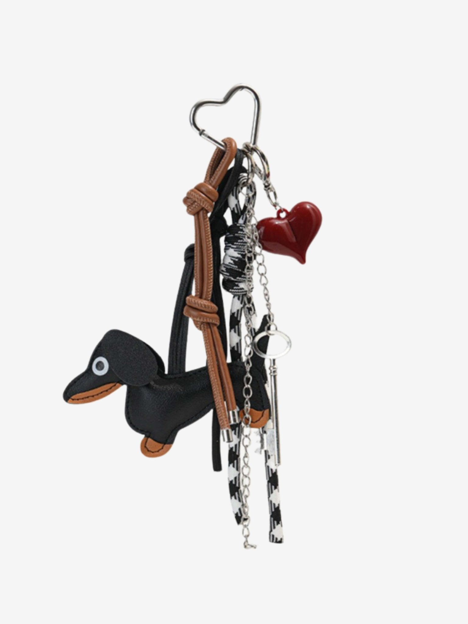 Isolara | Dachshund Leather Keychain – Cute & Stylish Charm - in Black | Arvea Bags