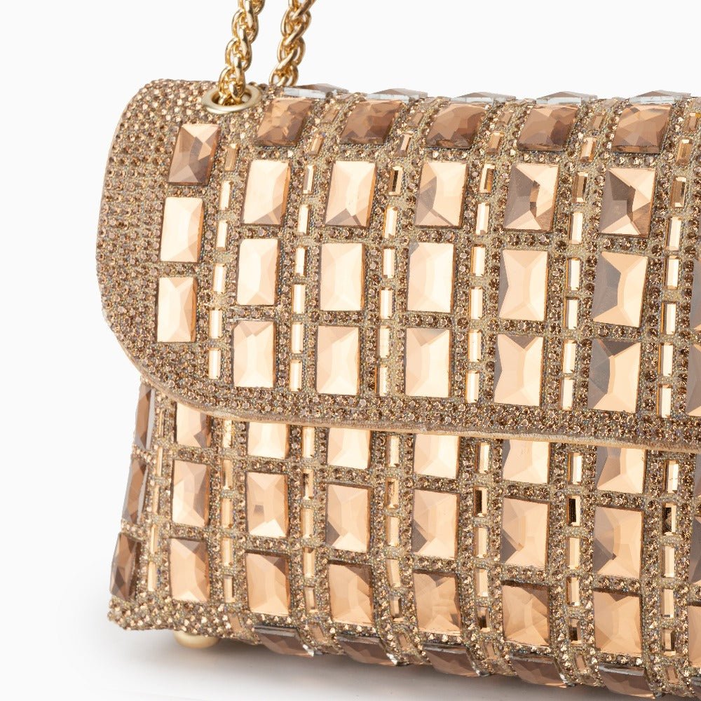 Isoldea | Crystal Luxe Evening Bag – Dazzle in Every Step - in Gold | Arvea Bags