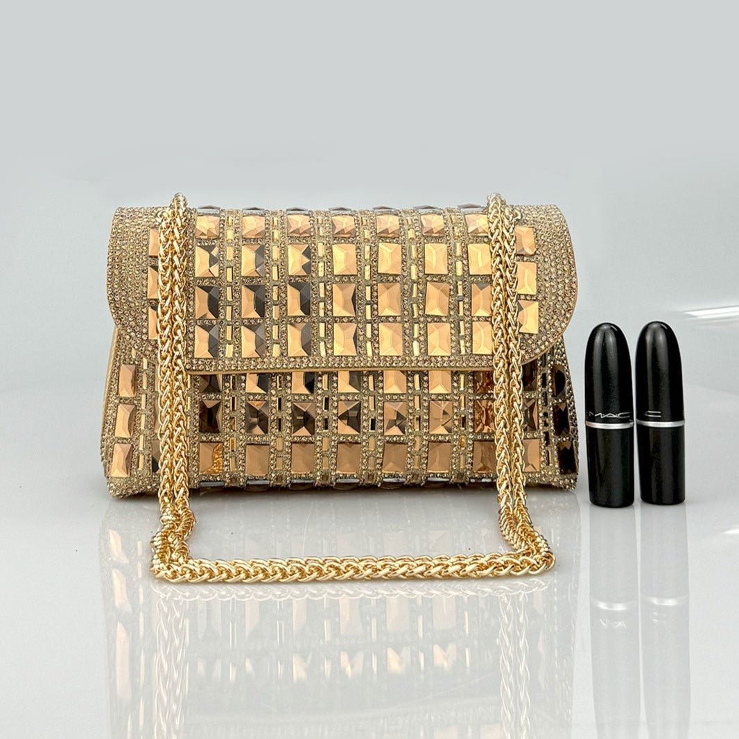 Isoldea | Crystal Luxe Evening Bag – Dazzle in Every Step - in Gold | Arvea Bags