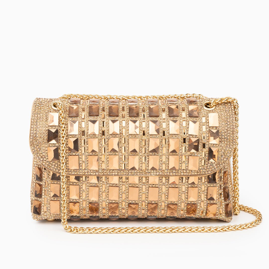 Isoldea | Crystal Luxe Evening Bag – Dazzle in Every Step - in Gold | Arvea Bags