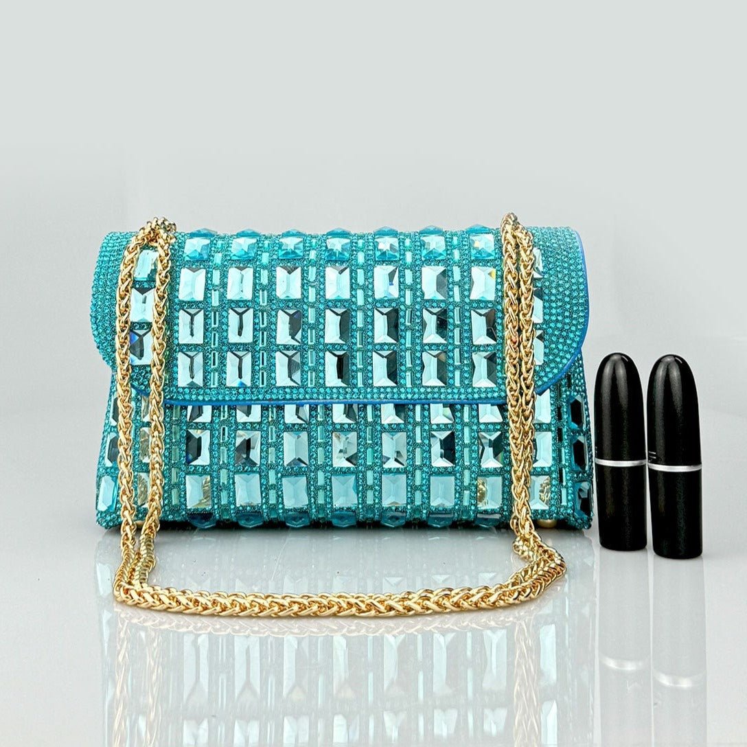 Isoldea | Crystal Luxe Evening Bag – Dazzle in Every Step - in Ocean Blue | Arvea Bags