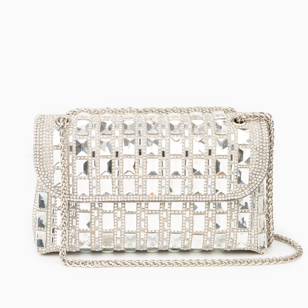 Isoldea | Crystal Luxe Evening Bag – Dazzle in Every Step - in Silver | Arvea Bags