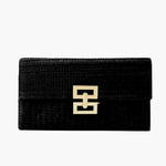 Isoldeya | Luxe Gold Woven Clutch – Effortless Glamour - in Black | Arvea Bags