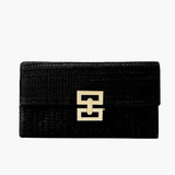 Isoldeya | Luxe Gold Woven Clutch – Effortless Glamour - in Black | Arvea Bags