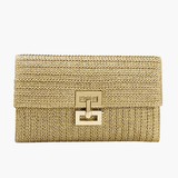 Isoldeya | Luxe Gold Woven Clutch – Effortless Glamour - in Khaki | Arvea Bags