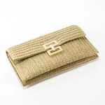 Isoldeya | Luxe Gold Woven Clutch – Effortless Glamour - in Khaki | Arvea Bags