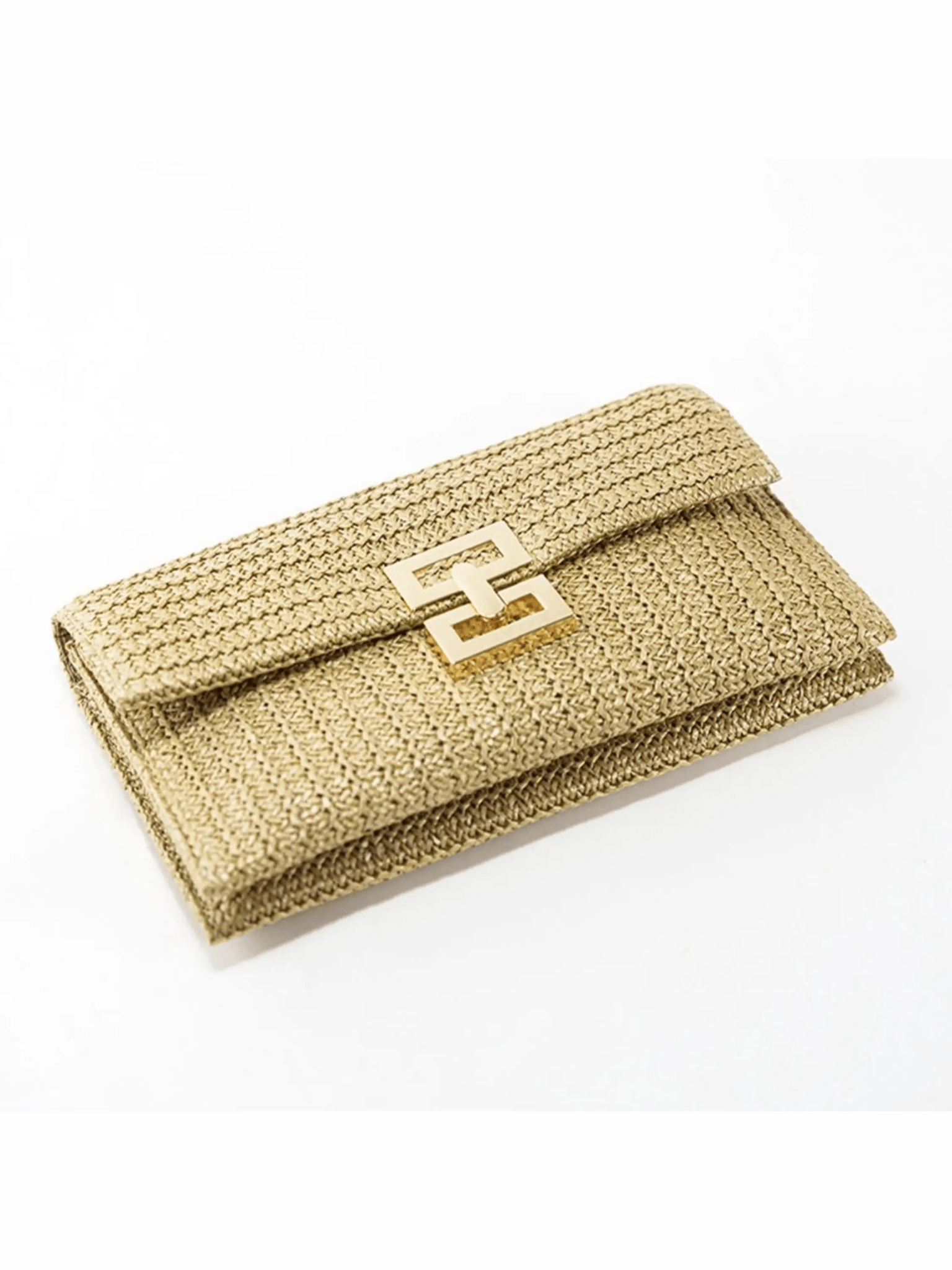 Isoldeya | Luxe Gold Woven Clutch – Effortless Glamour - in Khaki | Arvea Bags