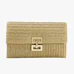 Isoldeya | Luxe Gold Woven Clutch – Effortless Glamour - in Khaki | Arvea Bags