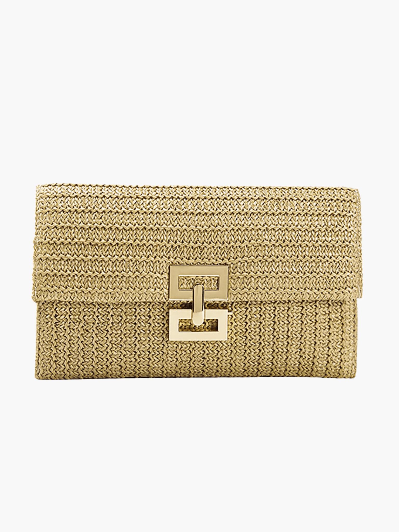 Isoldeya | Luxe Gold Woven Clutch – Effortless Glamour - in Khaki | Arvea Bags