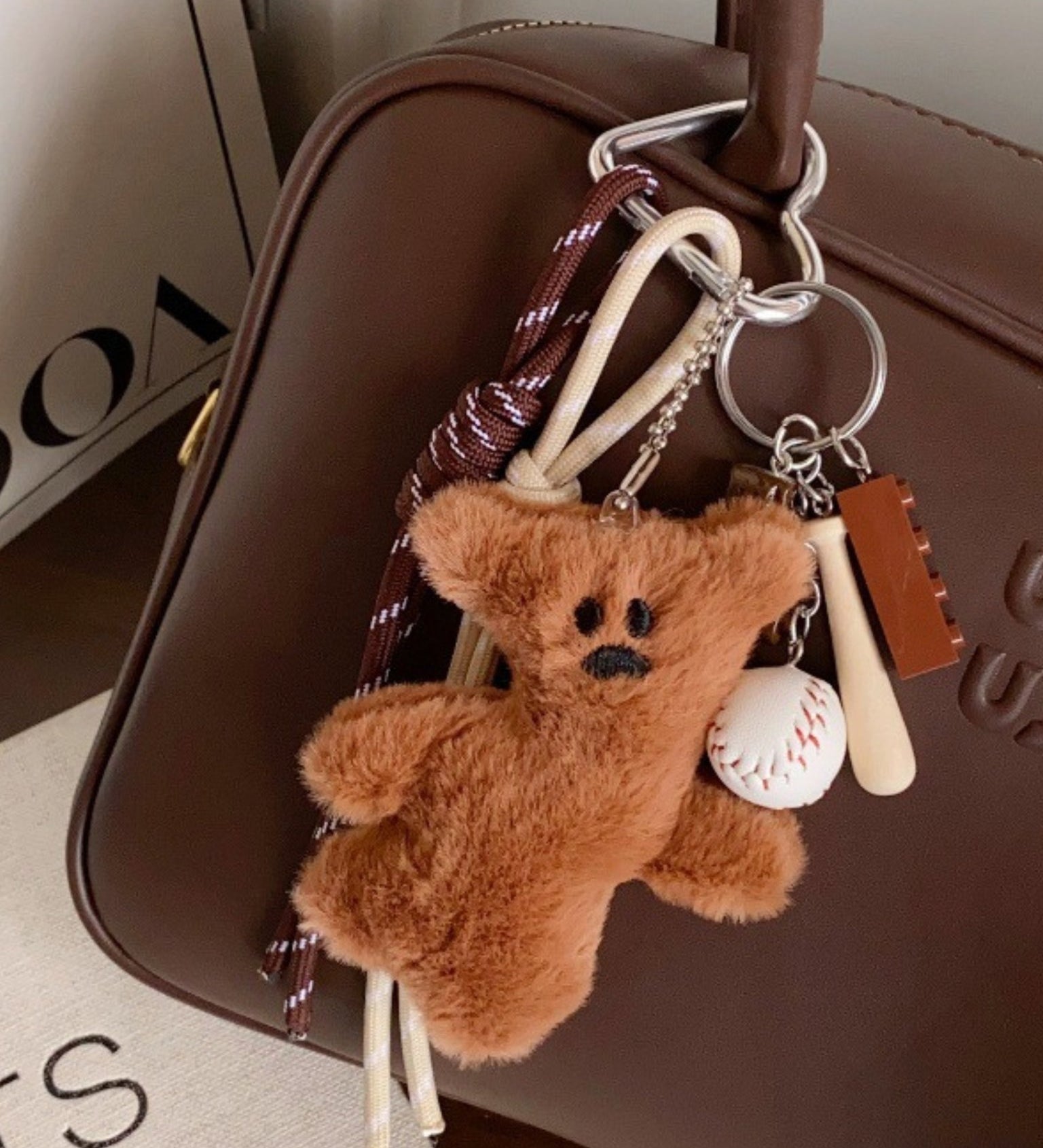 Jorielle | Plush Teddy Bear Keychain – Cute & Playful Accessory - in Tan Brown | Arvea Bags