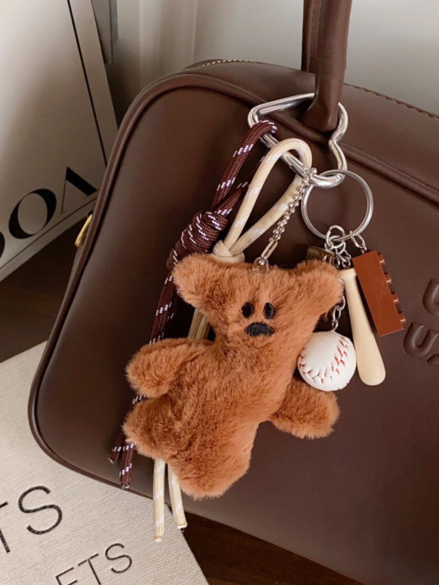 Jorielle | Plush Teddy Bear Keychain – Cute & Playful Accessory - in Tan Brown | Arvea Bags
