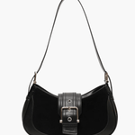 Juliette | Luxe Brown Suede Shoulder Bag – Vintage & Sophisticated - in Black | Arvea Bags