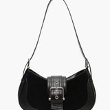 Juliette | Luxe Brown Suede Shoulder Bag – Vintage & Sophisticated - in Black | Arvea Bags