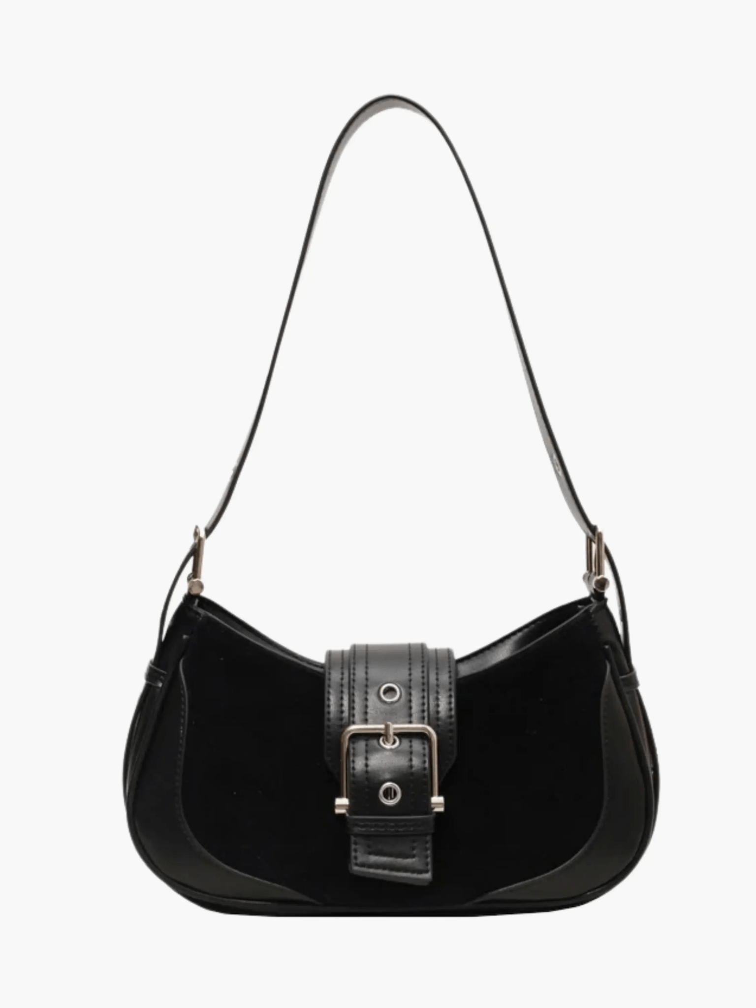 Juliette | Luxe Brown Suede Shoulder Bag – Vintage & Sophisticated - in Black | Arvea Bags