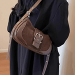 Juliette | Luxe Brown Suede Shoulder Bag – Vintage & Sophisticated - in Brown | Arvea Bags