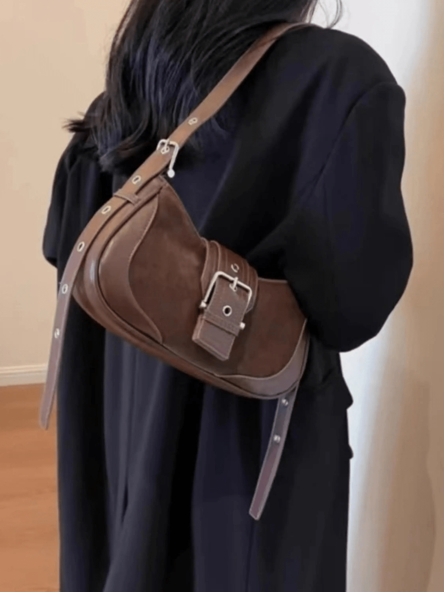Juliette | Luxe Brown Suede Shoulder Bag – Vintage & Sophisticated - in Brown | Arvea Bags