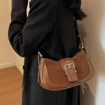 Juliette | Luxe Brown Suede Shoulder Bag – Vintage & Sophisticated - in Brown | Arvea Bags