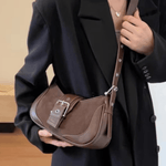 Juliette | Luxe Brown Suede Shoulder Bag – Vintage & Sophisticated - in Brown | Arvea Bags
