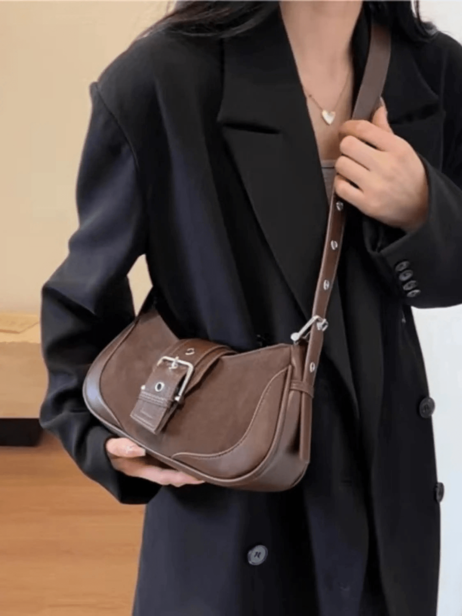 Juliette | Luxe Brown Suede Shoulder Bag – Vintage & Sophisticated - in Brown | Arvea Bags