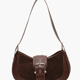 Juliette | Luxe Brown Suede Shoulder Bag – Vintage & Sophisticated - in Brown | Arvea Bags