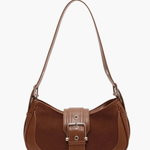 Juliette | Luxe Brown Suede Shoulder Bag – Vintage & Sophisticated - in Light Brown | Arvea Bags