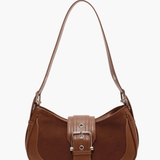 Juliette | Luxe Brown Suede Shoulder Bag – Vintage & Sophisticated - in Light Brown | Arvea Bags
