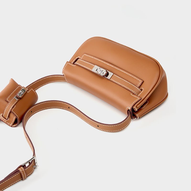 Kaelis | Soft Leather Flap Shoulder Bag – Effortless Chic & Practicality - in Brown | Arvea Bags