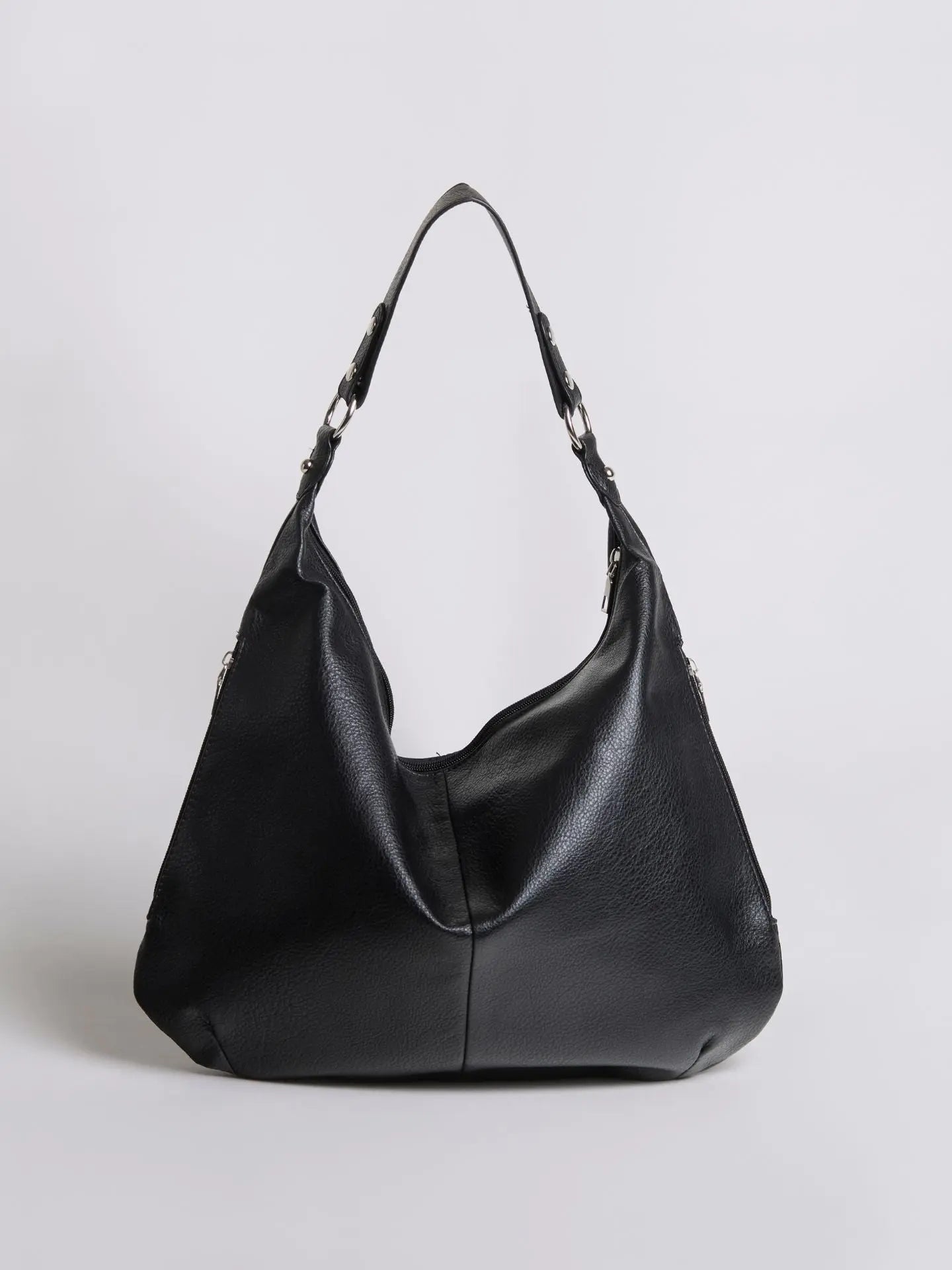 Kaia | Luxe Black Leather Hobo Bag – Timeless Elegance & Everyday Comfort - in Black | Arvea Bags