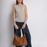 Kaia | Luxe Black Leather Hobo Bag – Timeless Elegance & Everyday Comfort - in Camel | Arvea Bags