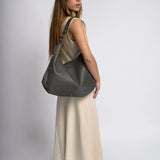 Kaia | Luxe Black Leather Hobo Bag – Timeless Elegance & Everyday Comfort - in Grey | Arvea Bags