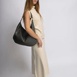 Kaia | Luxe Black Leather Hobo Bag – Timeless Elegance & Everyday Comfort - in Grey | Arvea Bags