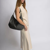 Kaia | Luxe Black Leather Hobo Bag – Timeless Elegance & Everyday Comfort - in Grey | Arvea Bags